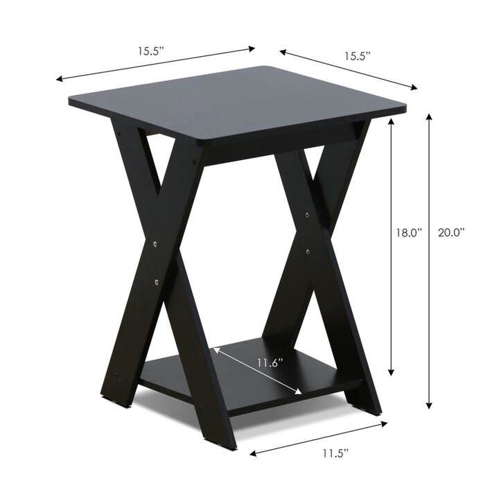 FURINNO Modern Simplistic End Table Set, 2-Pack, Espresso
