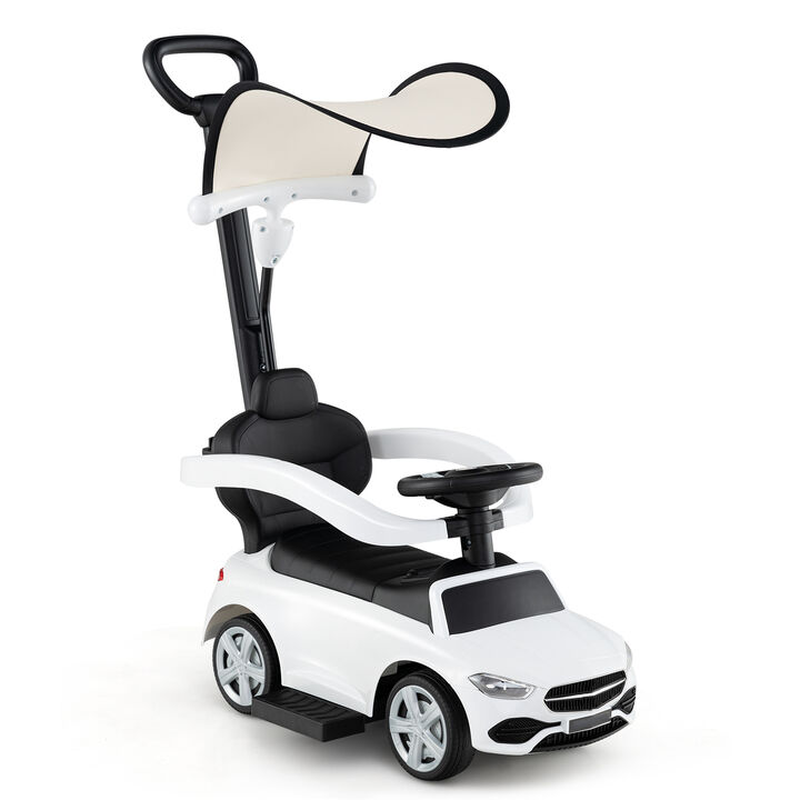 3 in 1 Toddler Ride On Push Car with Canopy Sliding Function and Stroller