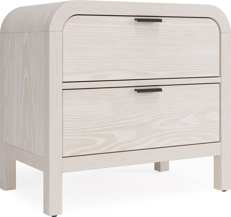 Drake Two Drawer USB-Charging Nightstand in Sugar
