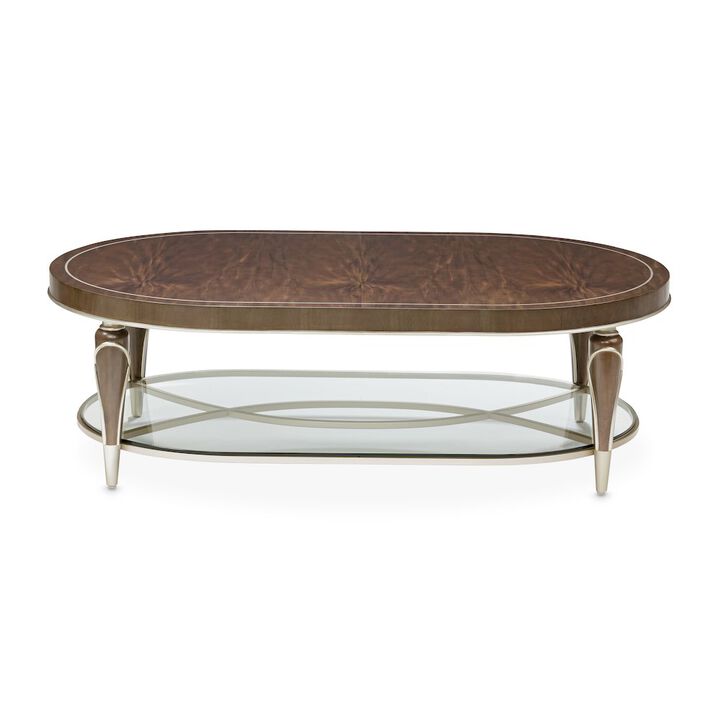 Michael Amini Villa Cherie Oval Cocktail Table - Hazelnut