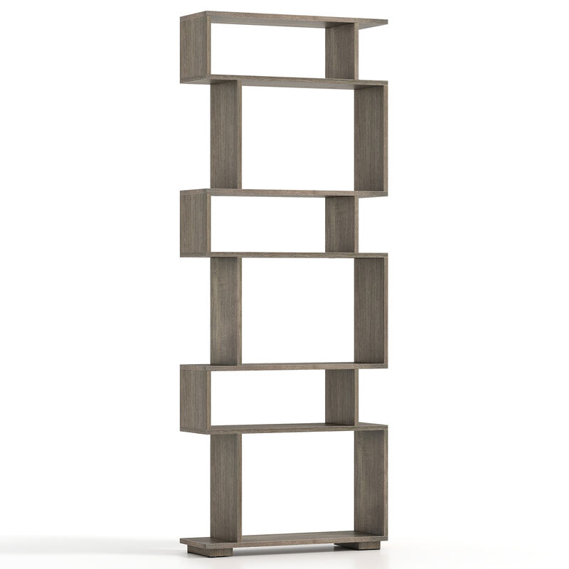 Geometric 6 Tier Bookshelf with 2 Anti Tipping Kits for Home Office Organization image number 0