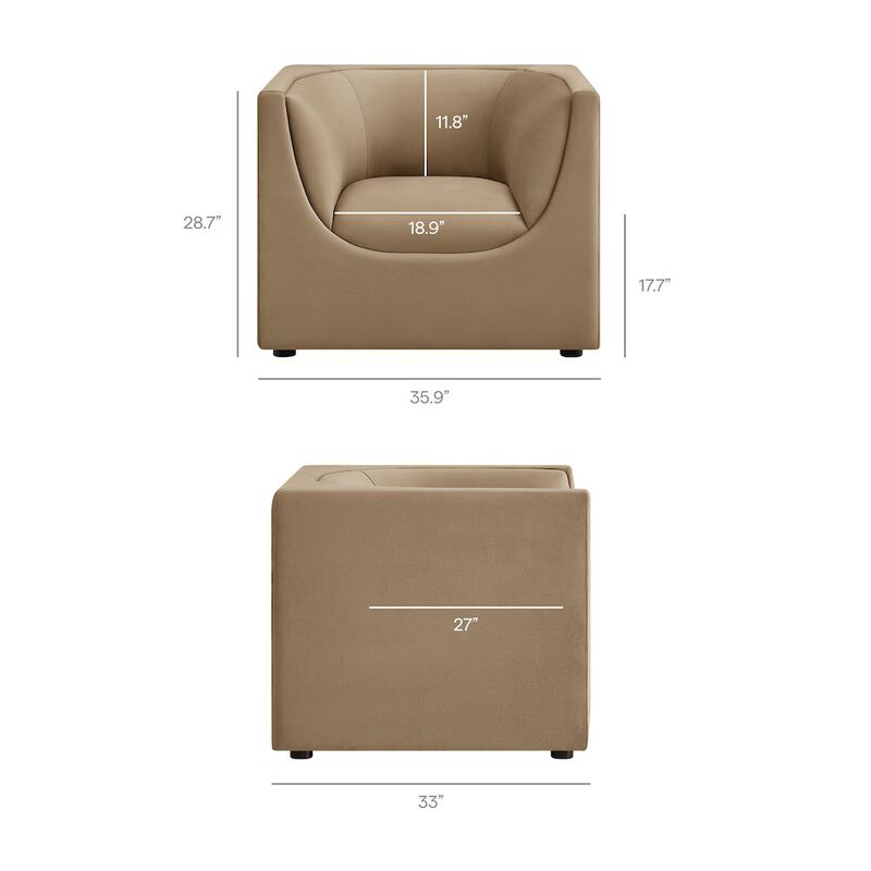 Hilda Curved Back Performance Velvet Armchair image number 2