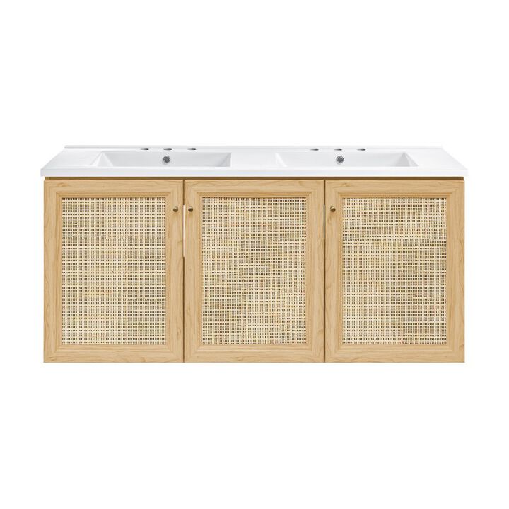 48" Wall-Mounted Bathroom Vanity with 3-Hole Widespread Sink Top