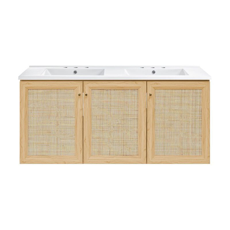 48" Wall-Mounted Bathroom Vanity with 3-Hole Widespread Sink Top image number 0
