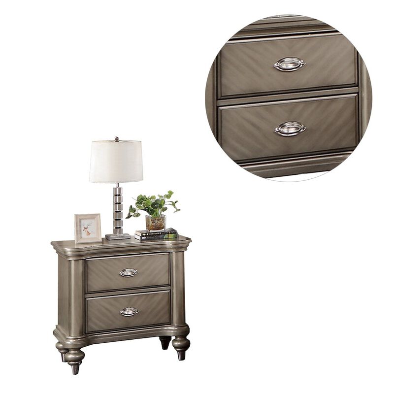 Simple Relax 2 Drawer Nightstand with Round Legs in Grey image number 2