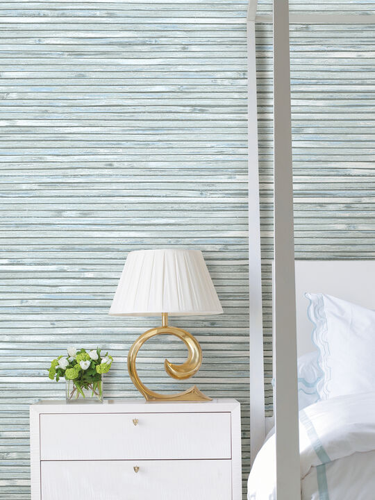 Bellport Sky Blue Wooden Slat Wallpaper (Set of 2)