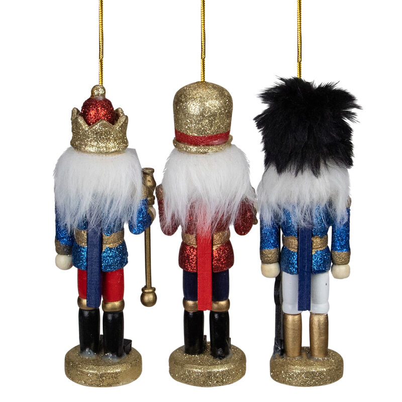 Set of 3 Glittery Nutcracker King  Soldier and Drummer Ornaments 5.25" image number 3