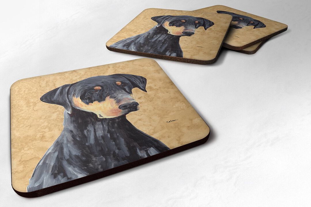Caroline's Treasures SC9126FC Doberman Foam Coasters (Set of 4), 3.5 H x 3.5 W, Multicolor