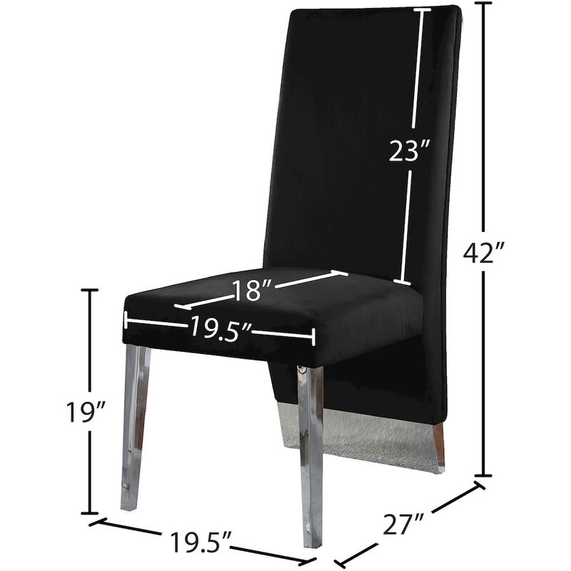 Meridian Furniture Porsha Black Velvet Dining Chair, Set of 2