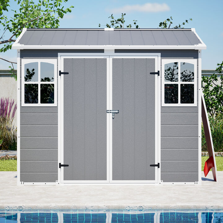 Plastic Utility Shed 8x6 ft with Floor &ndash; Lockable Storage Shed