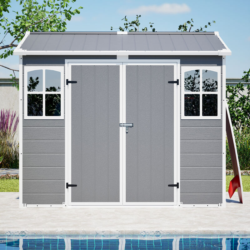 Plastic Utility Shed 8x6 ft with Floor &ndash; Lockable Storage Shed image number 1