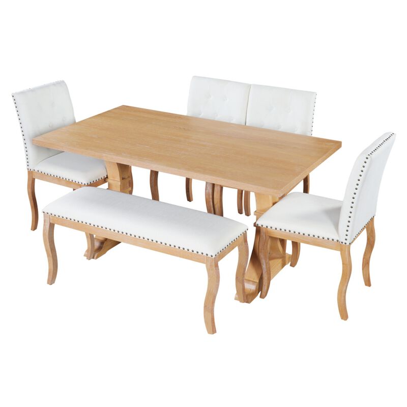 Lilsli 6‑Piece Farmhouse Dining Table Set image number 7