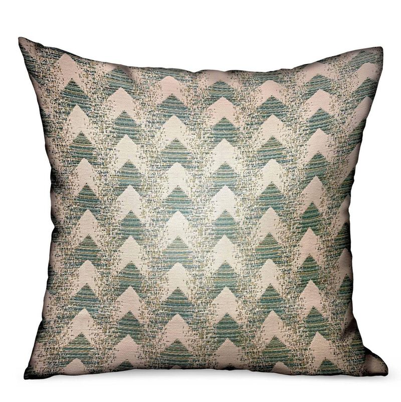 Plutus Brands Forest Jade Sea Green Chevron Luxury Outdoor/Indoor Throw Pillow image number 0