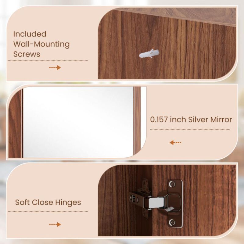 Hivvago Corner Medicine Cabinet with Mirror with Open Mirror Door and Adjustable Shelf