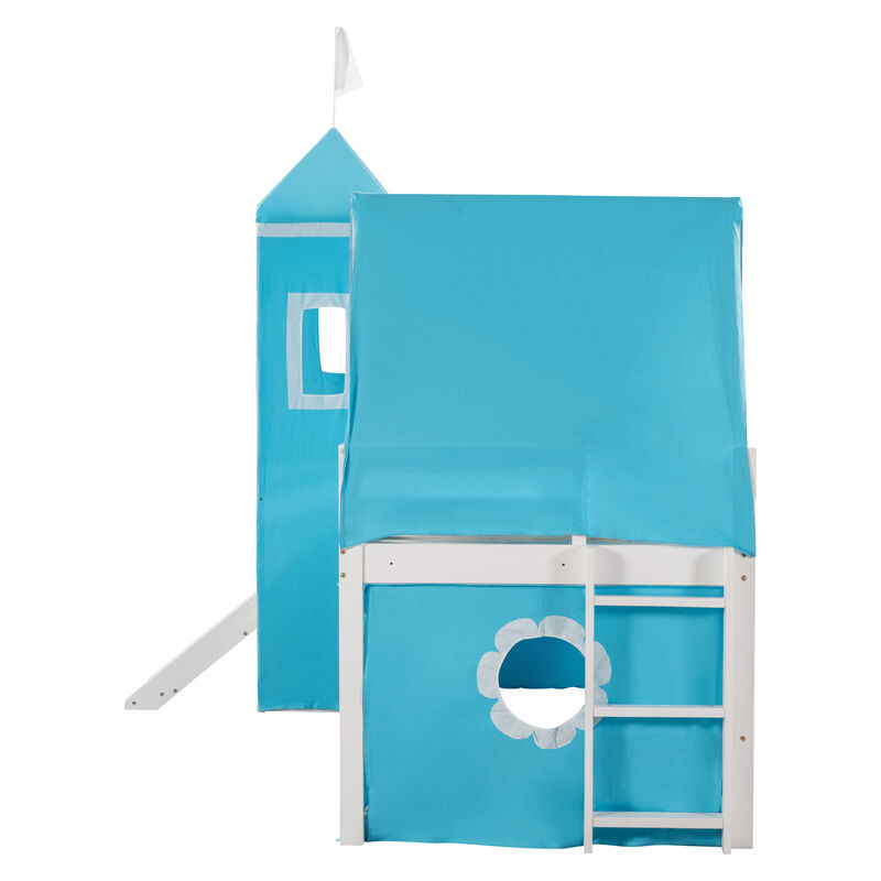 Merax Castle Loft Bed with Slide and Tent