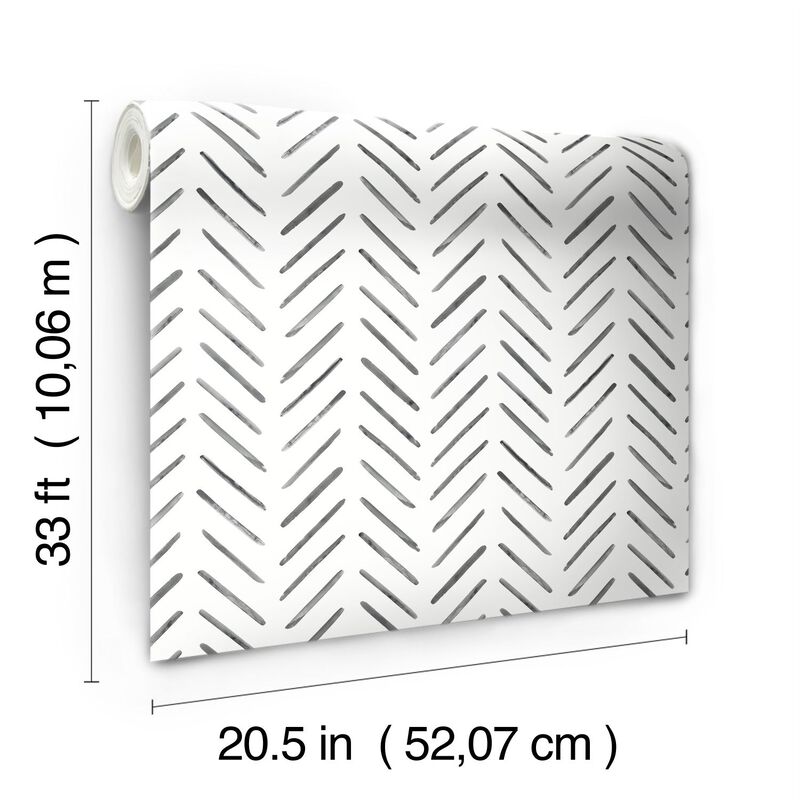 Painted Herringbone Black Wallpaper (Double Roll) image number 5