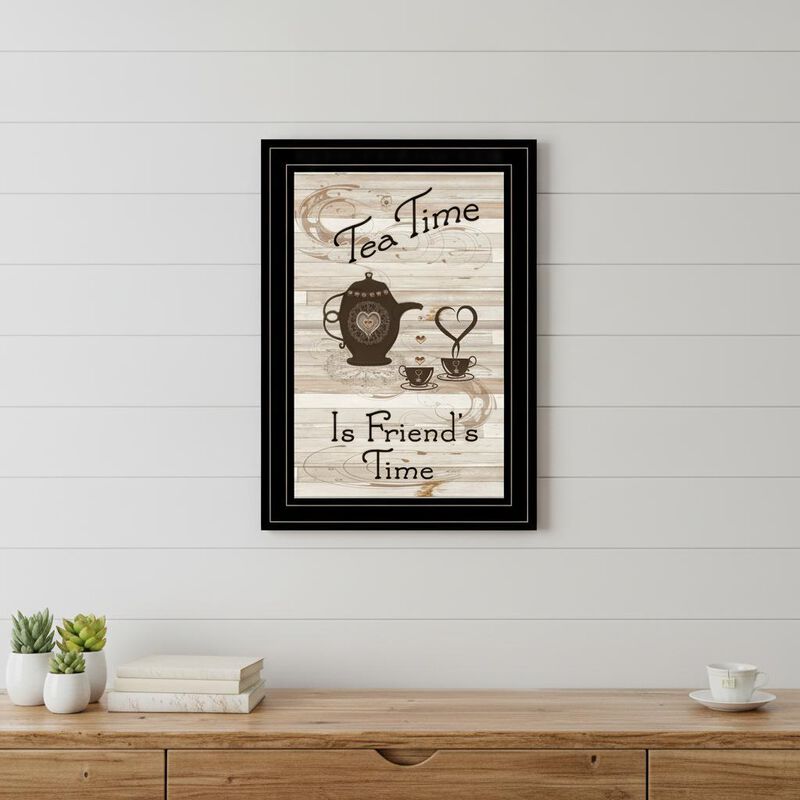HomeRoots Tea Time is Friends Time 2 Black Framed Print Kitchen Wall Art image number 1