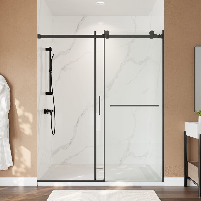 White Stainless Steel Shower Door with Top Impact Buffer and Rustproof 304 Track System