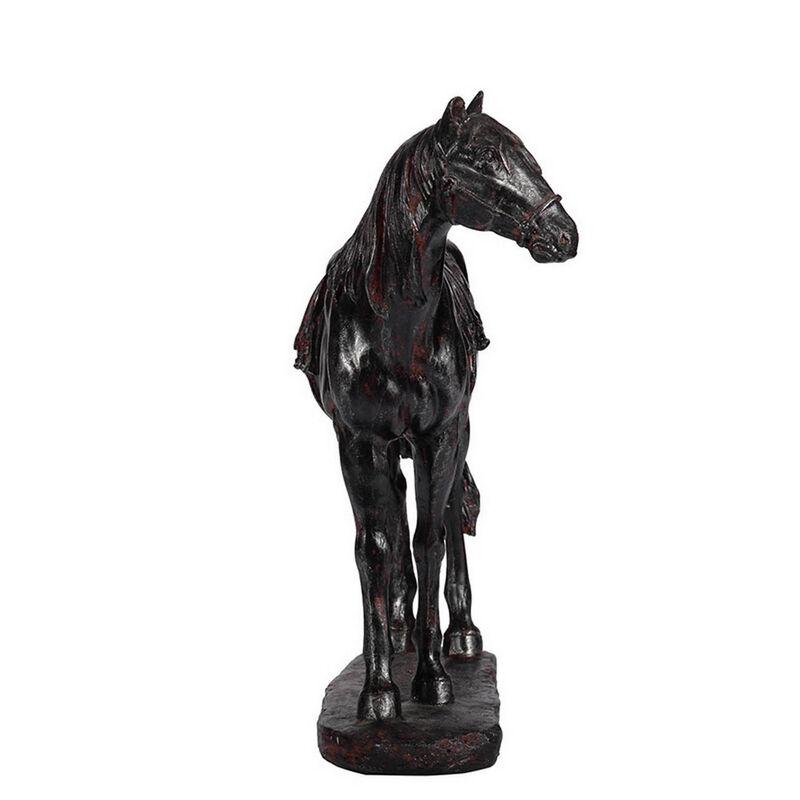 Don 10 Inch Horse Figurine Sculpture, Handmade Table Accent Brown Polyresin - Benzara