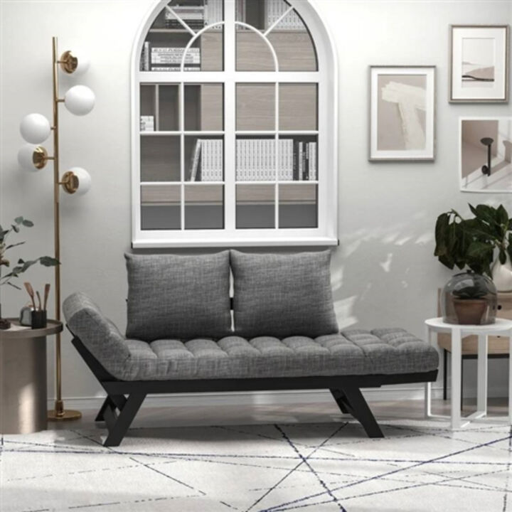 3 in 1 Convertible Sofa Chaise Lounger Bed with 2 Large Pillows