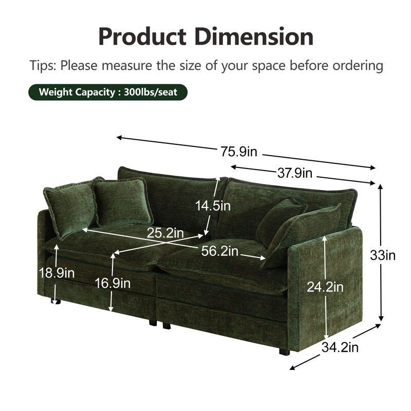 Crokud Modern Fabric Loveseat Sofa image number 7