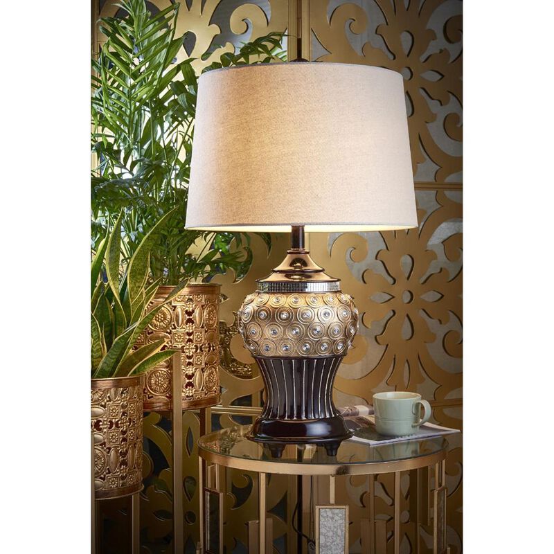 Hivvago Glitzy Gold Bejeweled Table Lamp