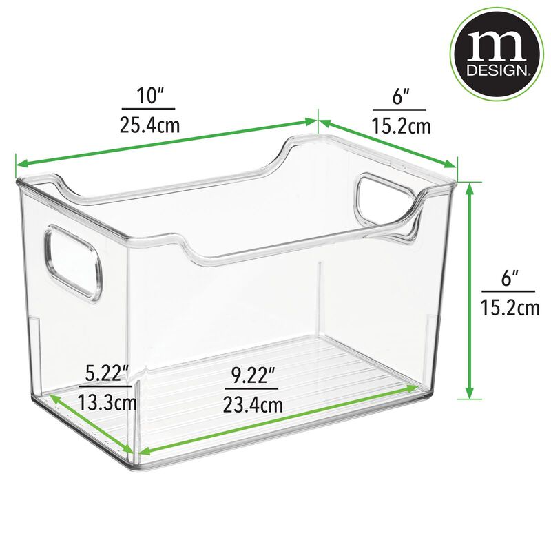 mDesign Deep Plastic Kitchen Storage Container Bin with Handles, 4 Pack - Clear