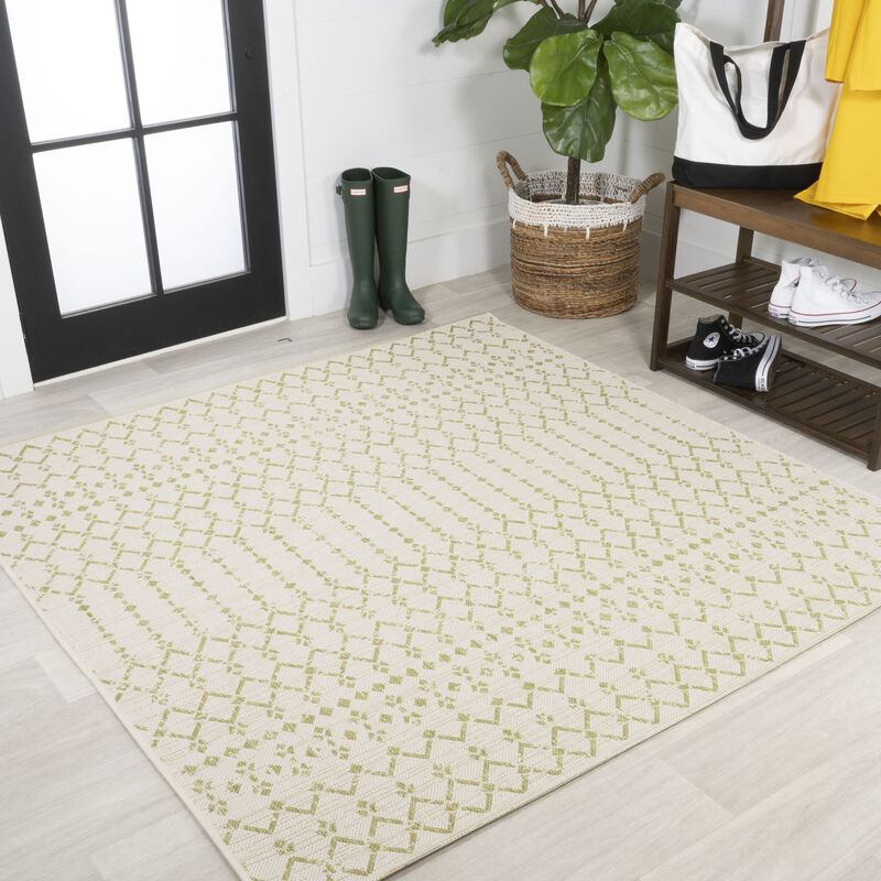 Ourika Moroccan Geometric Textured Weave Square Indoor/Outdoor Area Rug