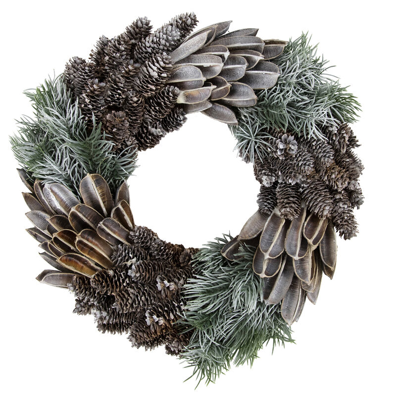 Brown and Green Pine Needle and Pine Cone Artificial Christmas Wreath  13.5-Inch  Unlit image number 0