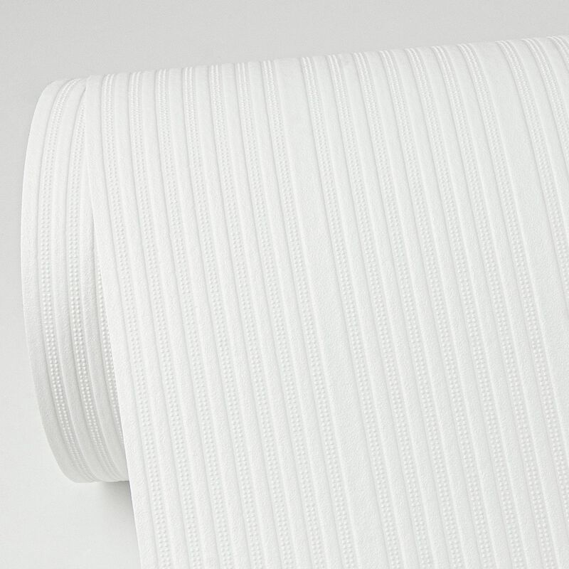 Cedric White Paintble Stripe Wallpaper (Double Roll) image number 5