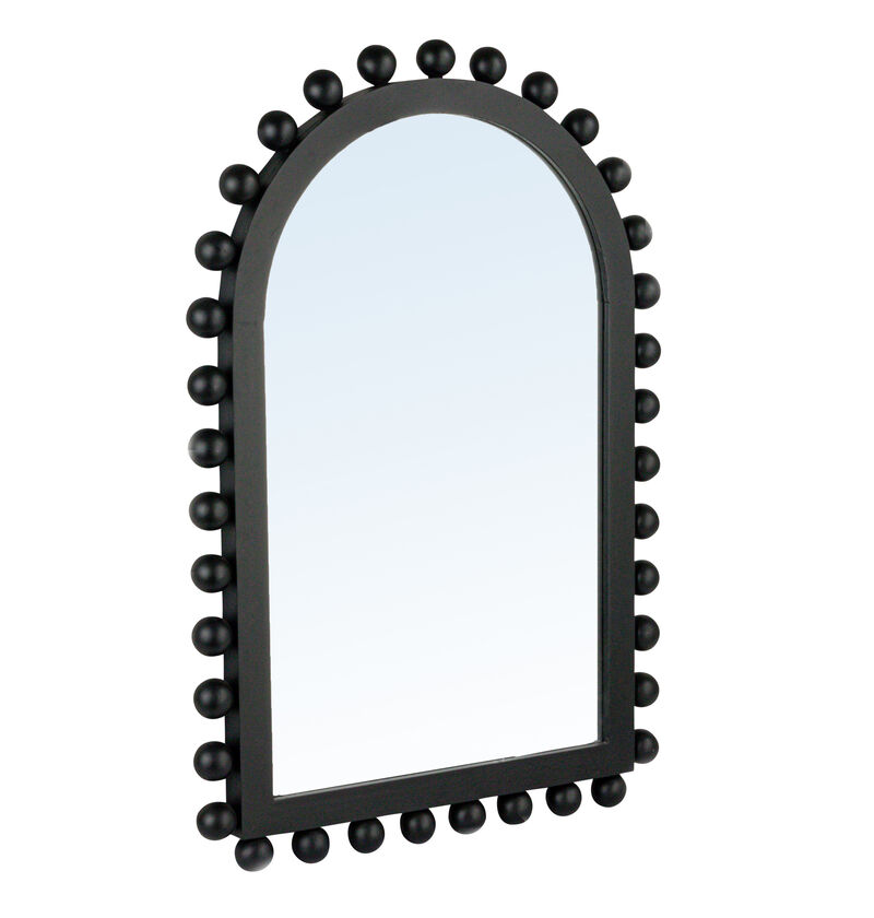 Boho-Southwestern Black Firwood Arched Wall Mirror, Black image number 0