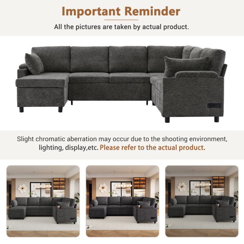 Zornug  Convertible L-Shaped Sectional Sofa Bed image number 5