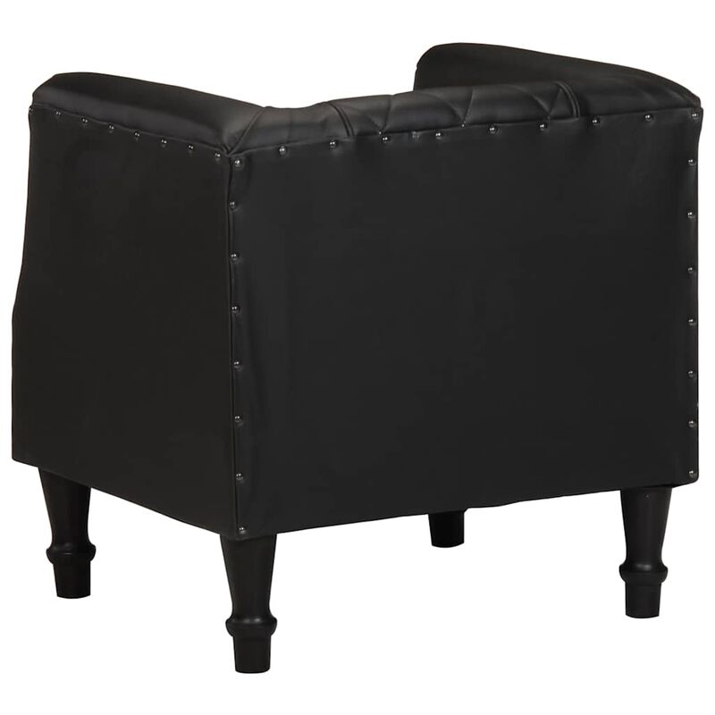 Tub Chair Black Real Goat Leather