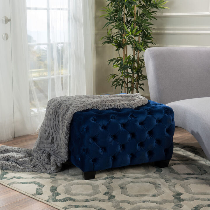 Streamdale Modern Velvet Glam Ottoman with Diamond Stitching