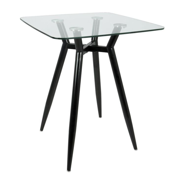 LumiSource Black, Clear Glass Clara Square Counter Table