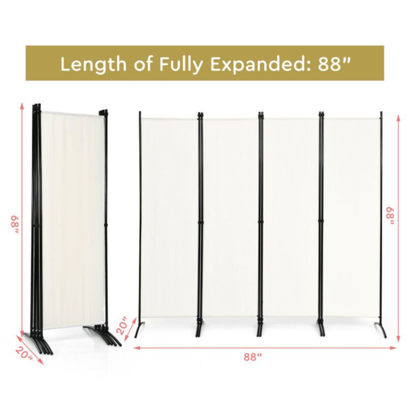 Hivvago 4-Panel  Room Divider with Steel Frame