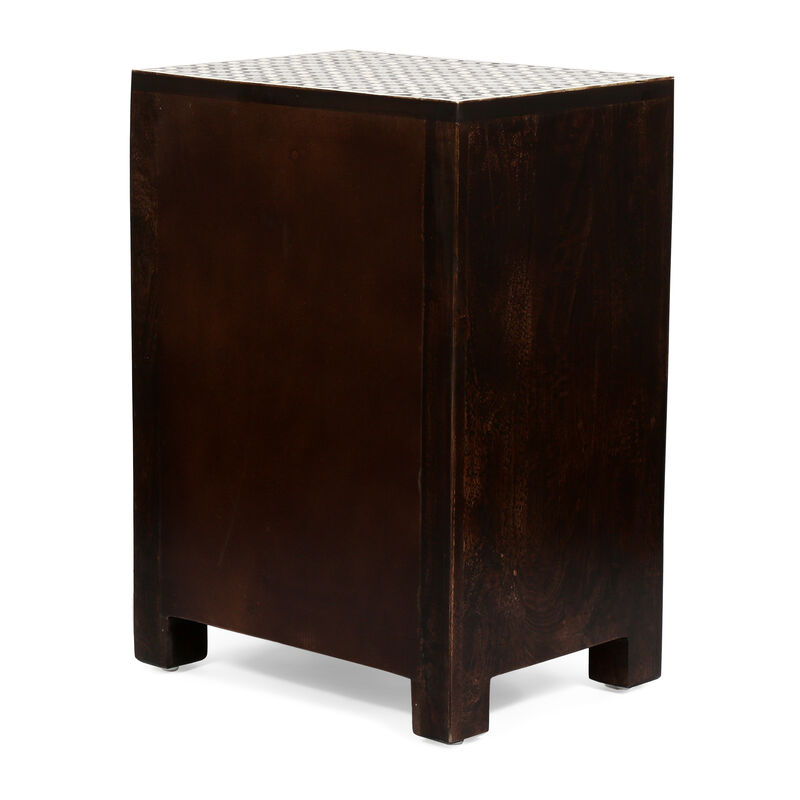 Streamdale Mango Wood Bone Inlay Nightstand With 3 Drawers