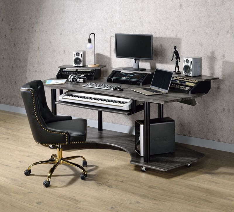 Eleazar Computer Desk, Black Oak image number 1