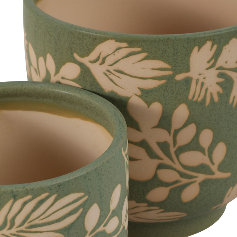 S/2 Hand Painted Leaf Planters image number 4