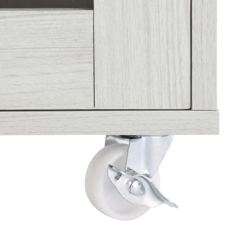 Modway Culinary Rolling Kitchen Cart with Storage in White Natural - 3 Tiers Kitchen Island on Wheels with Spice Rack, Functional as a Coffee Station, Bar Cabinet or Butcher Block Island image number 7