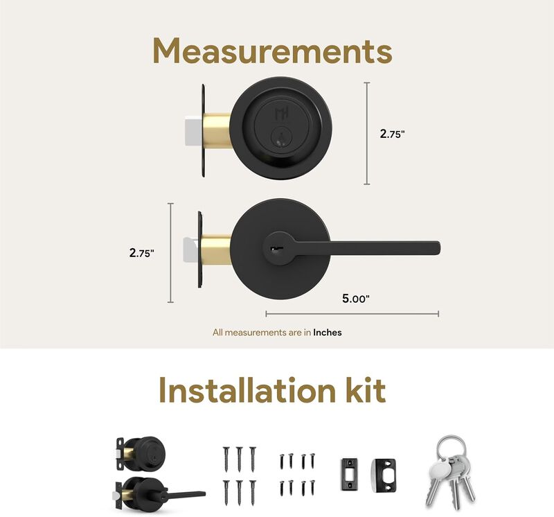 Mega Handles | Ralph Lever and Deadbolt Entry Combo | Polished Chrome