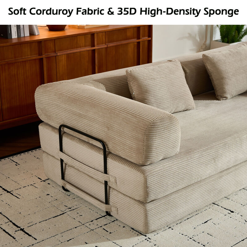 GOODSILO Convertible Sleeper Sofa Bed with Cylindrical Pillow, Folding Mattress Couch with Fixed-Shape Frame, Floor Sofa Lounge Couch image number 6