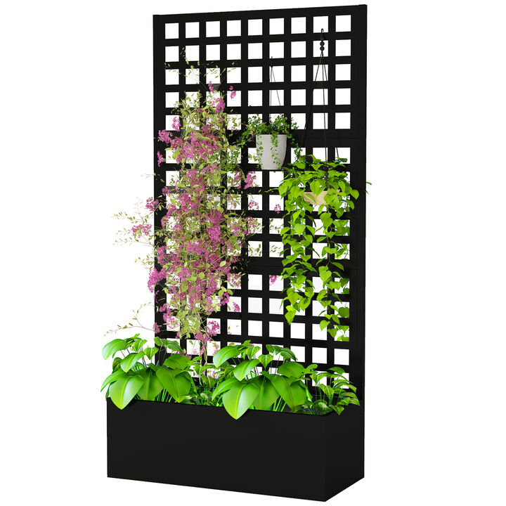Hivvago Elevated Garden Bed with Trellis 35"x16"x70" for Backyard Plants