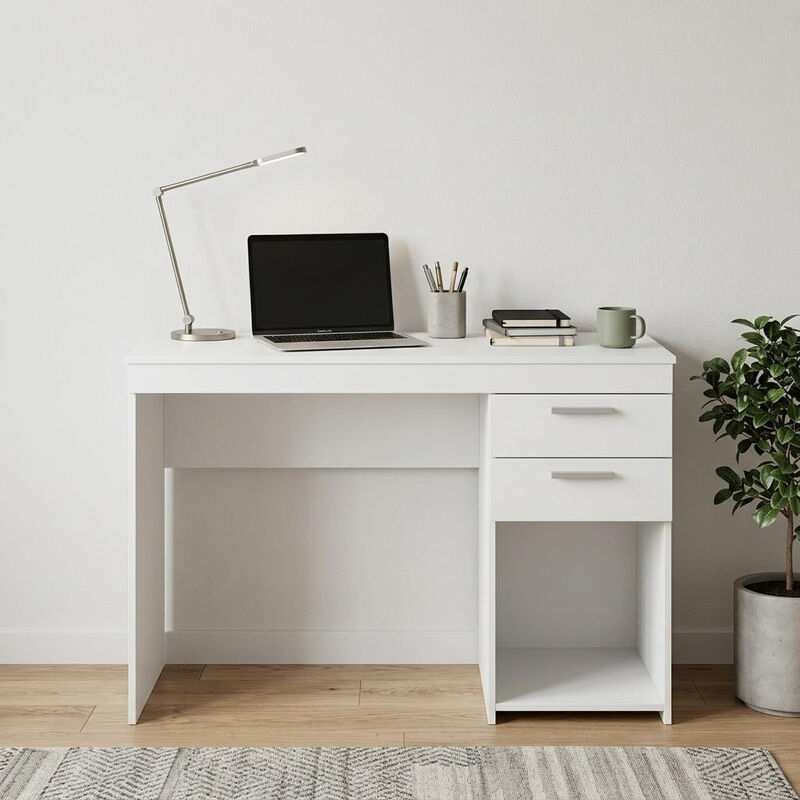 HomeRoots 48" Espresso Wood Pedestal Computer Desk With Two Drawers image number 1