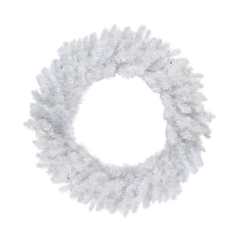 30" Pre-Lit LED Snow White Christmas Wreath - Multicolor Lights image number 0