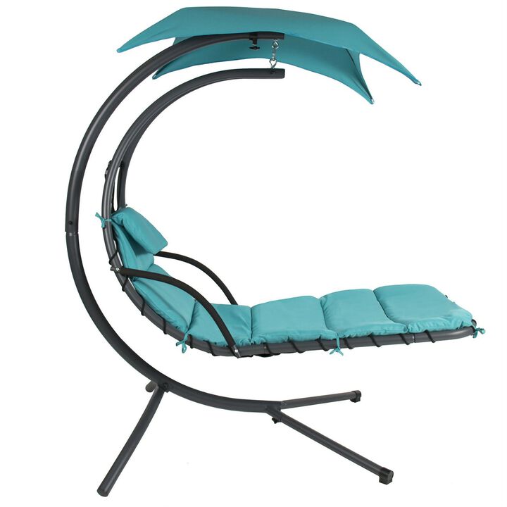 QuikFurn Teal Single Person Sturdy Modern Chaise Lounger Hammock Chair Porch Swing
