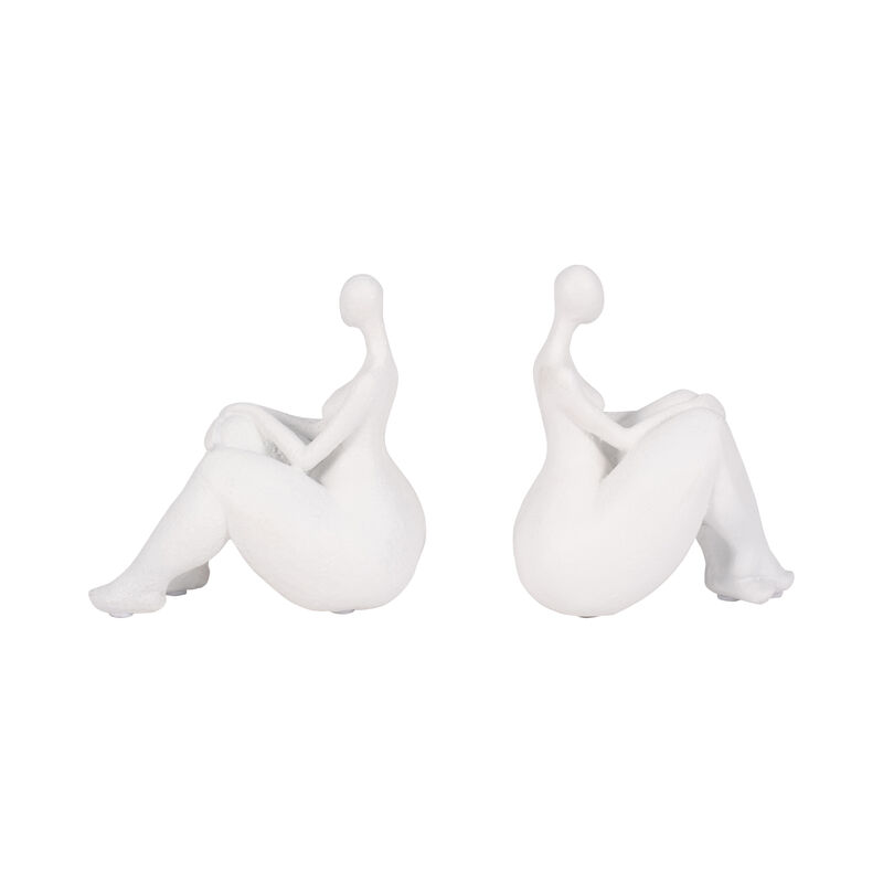 S/2 Sitting Ladies Bookends, White image number 0