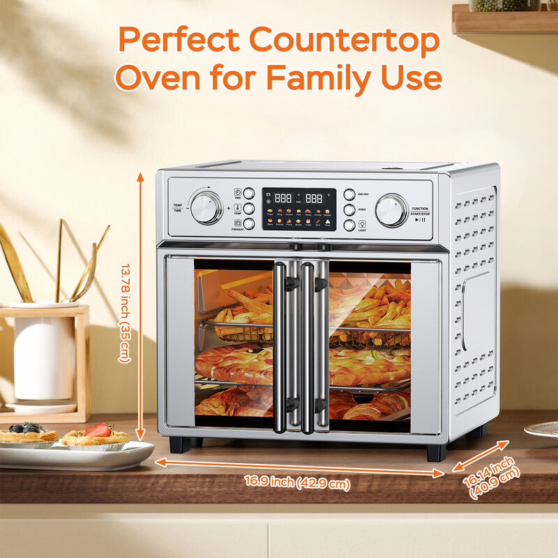 26QT French Double-Door Air Fryer Convection Toaster Oven, 7-in-1 Multi-Function Stainless Steel Toaster Oven image number 1