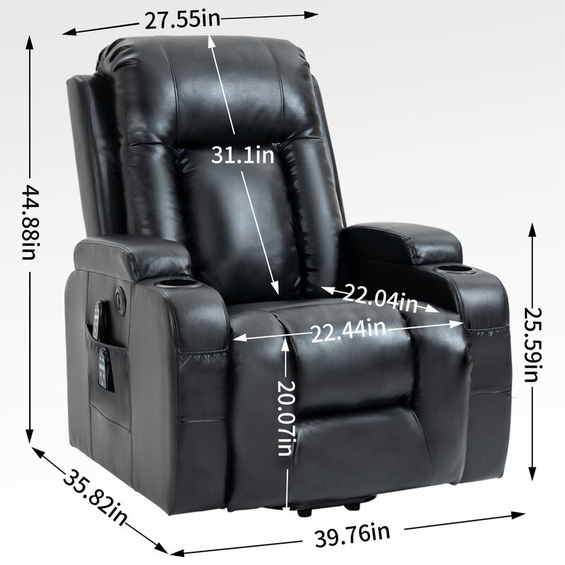 Merax Power Lift Recliner with Massage, Heat & Convenience Features image number 8