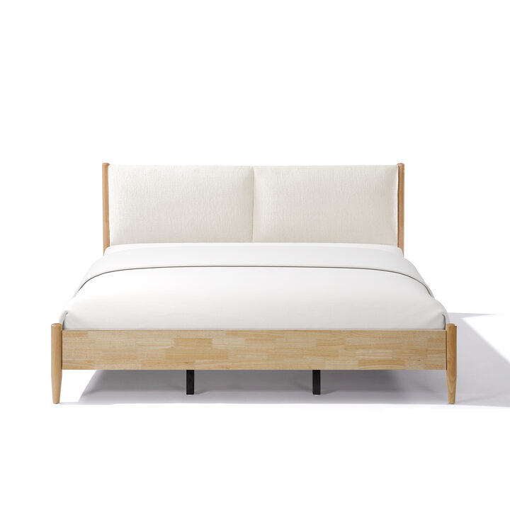 Christopher Knight Home Lennon Contemporary Rubberwood Bed with Upholstered Headboard